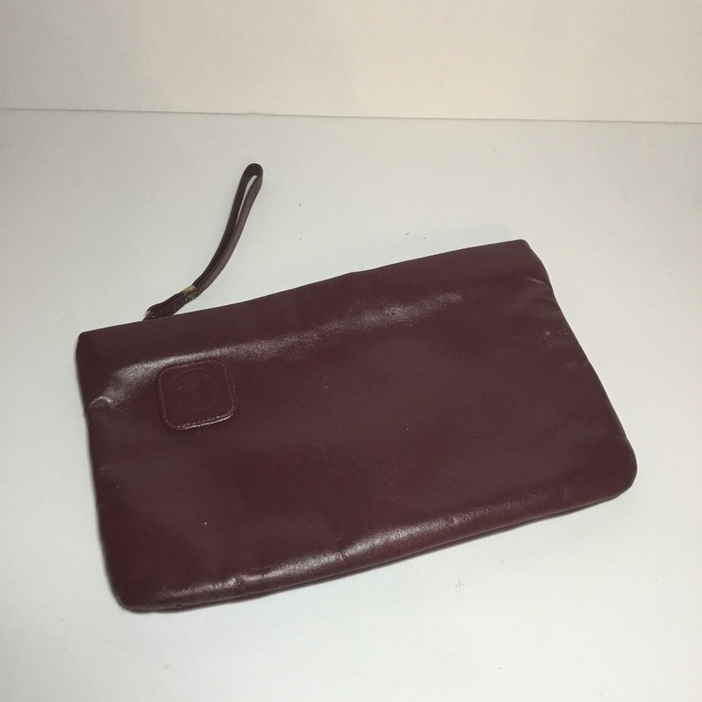 Elegant Burgundy Leather Clutch NWOT